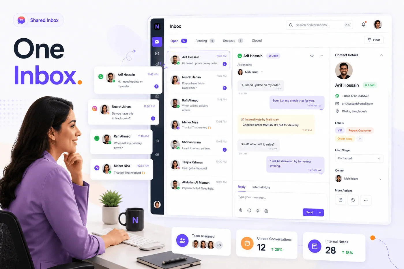 A teammate beside the NextPilot shared inbox